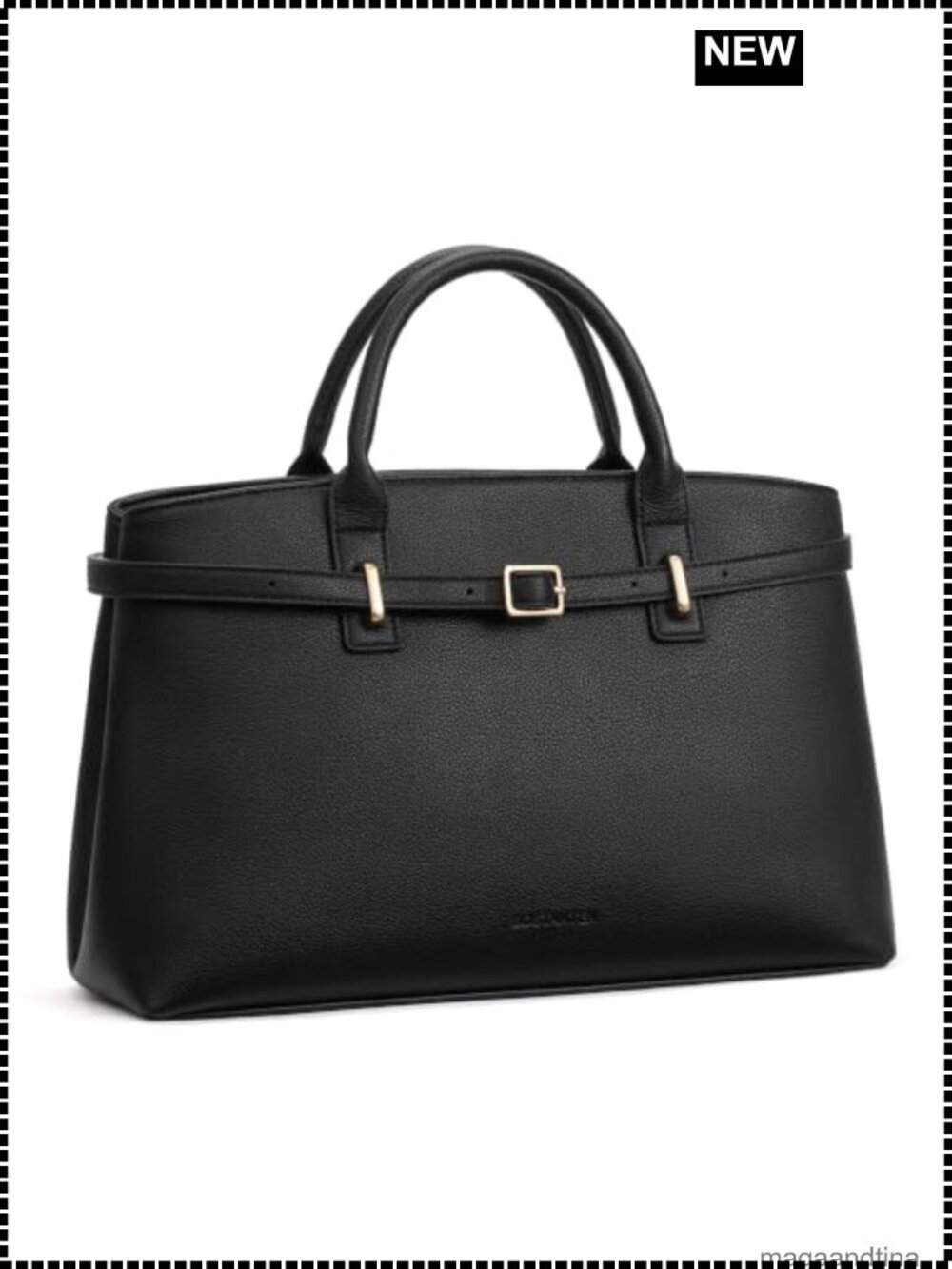 Vegan Leather Satchel Bag Structured Medium Work Tote with Removable Strap